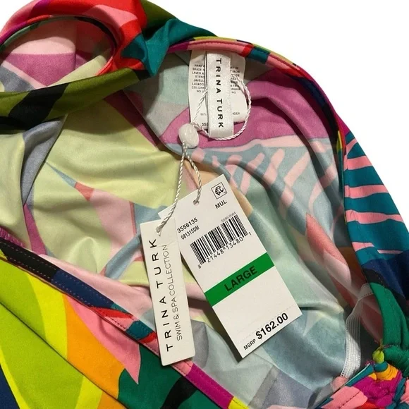 Trina Turk One Shoulder Tropical Print Dress Size L NWT - Picture 10 of 11